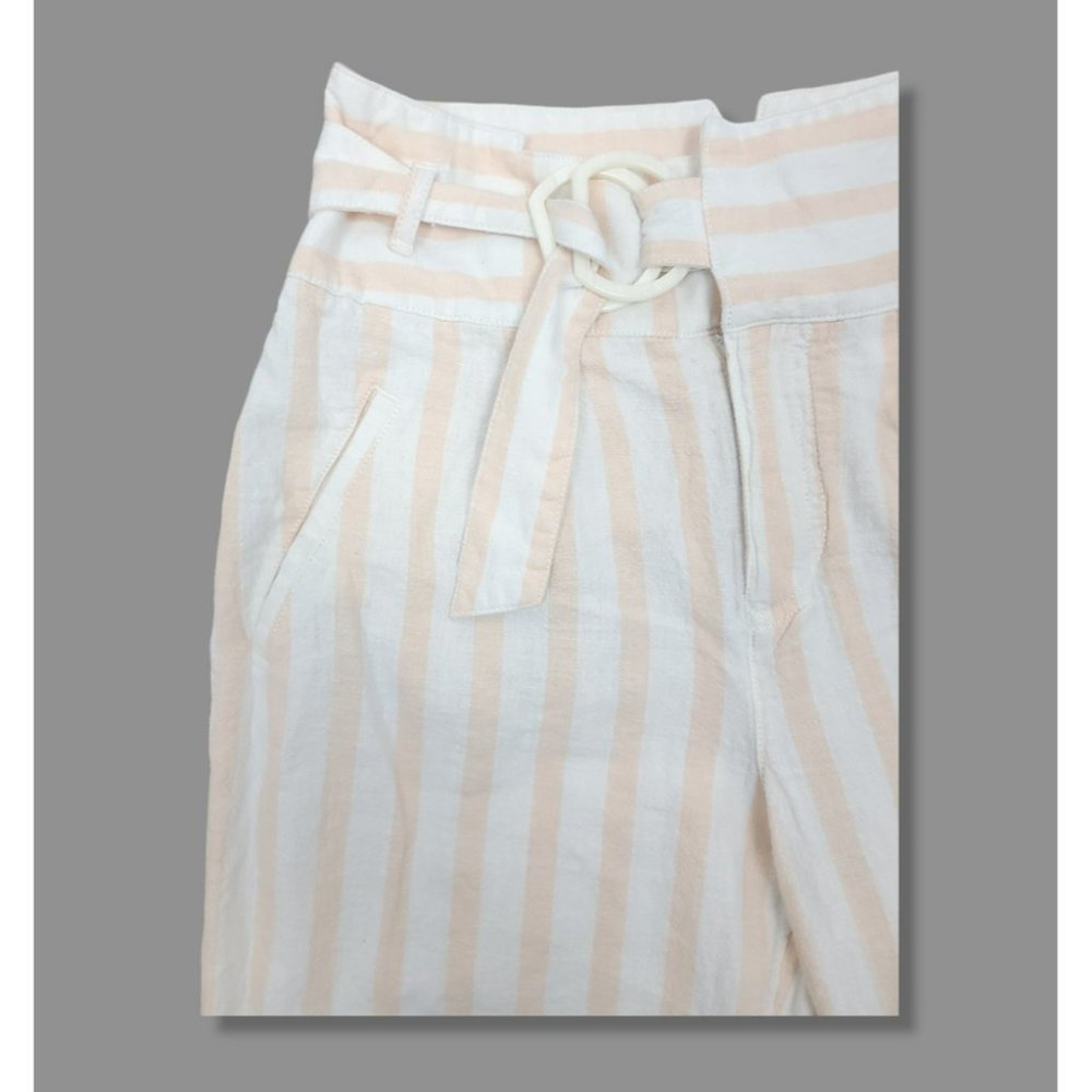 🌞 Anthropologie Oasis Striped Linen High Rise Pants 13" waist - Picture 9 of 12
